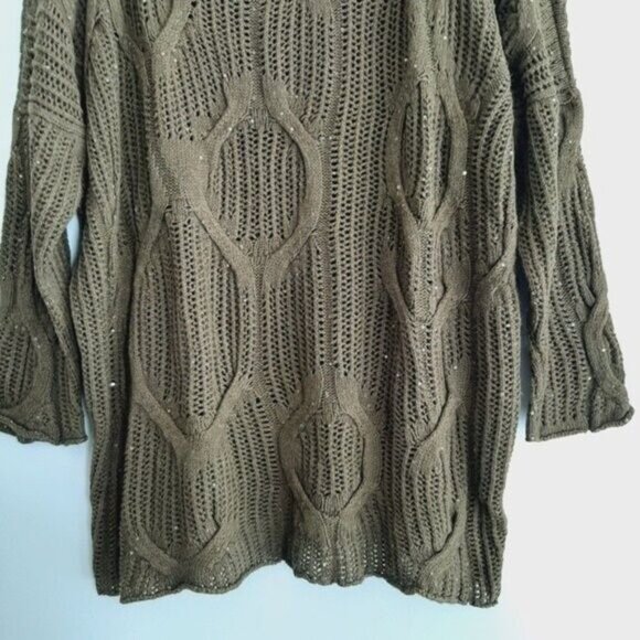 CREA CONCEPT Cable Knit Sweater Tunic Drop Shoulders Relaxed Fit Sz L - Picture 4 of 11